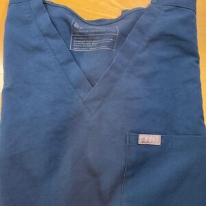 FIGS Catarina Scrub Top V-Neck Short Sleeve Medical‎  Healthcare Uniform  Blue L